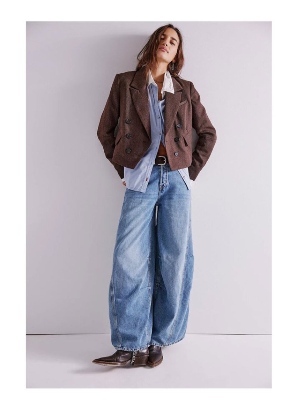 Free People Westward Demi Barrel Leg Jeans  Who Is She Sz 25